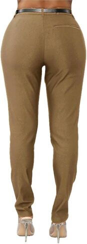 Women's Skinny Pants with 3 Pockets - Lightweight & Breathable Stretch Work Pants Women - Business Casual Bottoms, Red, Medium in Saudi Arabia
