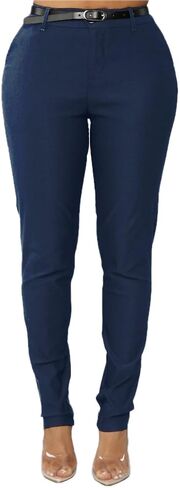 Women's Skinny Pants with 3 Pockets - Lightweight & Breathable Stretch Work Pants Women - Business Casual Bottoms, Red, Medium in Saudi Arabia