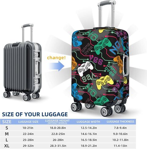 Colorful Game Console Controller Luggage Suitcase Covers Elastic Washable Funny Gaming Luggage Protector Travel Suitcase Protective Cover For Kid And Adult, M (Fit 22-24 Inch Luggage) in Saudi Arabia
