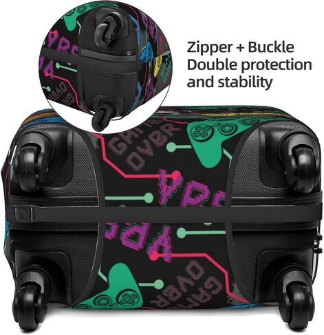 Colorful Game Console Controller Luggage Suitcase Covers Elastic Washable Funny Gaming Luggage Protector Travel Suitcase Protective Cover For Kid And Adult, M (Fit 22-24 Inch Luggage) in Saudi Arabia