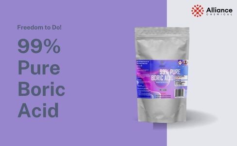 Pure Boric Acid Powder 99% - 5LB Bag - Uses: Medicinal, Home and Garden, Swimming Pools, Cleaning Agent, Fiberglass, Glass Products, Welding Flux - Made in America - Alliance Chemical in Saudi Arabia