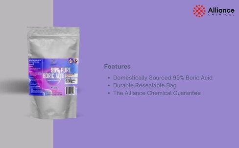 Pure Boric Acid Powder 99% - 5LB Bag - Uses: Medicinal, Home and Garden, Swimming Pools, Cleaning Agent, Fiberglass, Glass Products, Welding Flux - Made in America - Alliance Chemical in Saudi Arabia