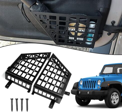 American Flag Front Door Storage Pockets Fits for Jeep Wrangler JK/JKU 2007-2018 2/4 Door - 2-Pack Metal Organizer Box with Anti-Rust Coating (Replace Saggy Net) in Saudi Arabia