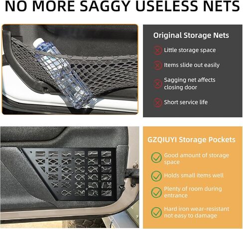 American Flag Front Door Storage Pockets Fits for Jeep Wrangler JK/JKU 2007-2018 2/4 Door - 2-Pack Metal Organizer Box with Anti-Rust Coating (Replace Saggy Net) in Kuwait