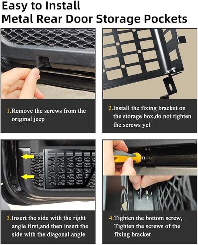 American Flag Front Door Storage Pockets Fits for Jeep Wrangler JK/JKU 2007-2018 2/4 Door - 2-Pack Metal Organizer Box with Anti-Rust Coating (Replace Saggy Net) in Kuwait