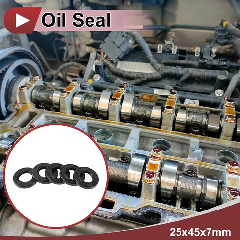 5 Pcs Rotary Shaft Seal High Pressure Oil Seal 25x45x7mm Black Nitrile 70 Durometer Rubber in Saudi Arabia