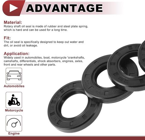 5 Pcs Rotary Shaft Seal High Pressure Oil Seal 25x45x7mm Black Nitrile 70 Durometer Rubber in Saudi Arabia
