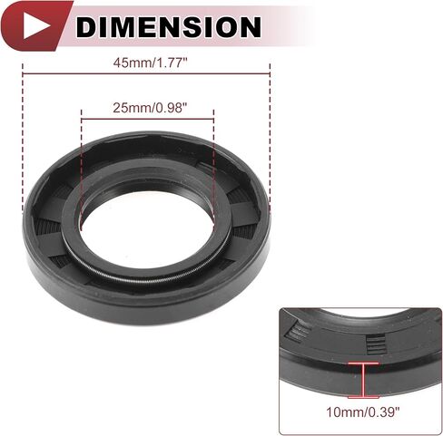 5 Pcs Rotary Shaft Seal High Pressure Oil Seal 25x45x7mm Black Nitrile 70 Durometer Rubber in Saudi Arabia