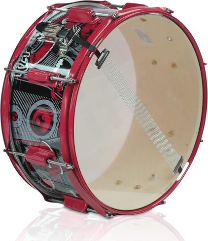 Griffin 14 "X 6.5" Birch Wood Snare Drum (Edition Limited) - Wrap Custom Graphic Shell (The Loud Vent) - مجموعة الإيقاع مع المفتاح ، 8 العروات والمصفاة in Saudi Arabia
