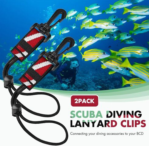 2Pack Scuba Diving Lanyard Clips مع حبل حزام حزام النايلون وقفل شريحة نوبات لحامل الغوص Octo ، كاميرا آمنة ومرفق ترس in Kuwait