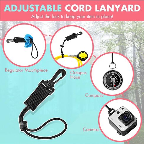 2Pack Scuba Diving Lanyard Clips مع حبل حزام حزام النايلون وقفل شريحة نوبات لحامل الغوص Octo ، كاميرا آمنة ومرفق ترس in Kuwait