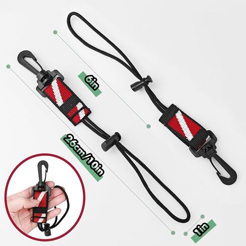 2Pack Scuba Diving Lanyard Clips مع حبل حزام حزام النايلون وقفل شريحة نوبات لحامل الغوص Octo ، كاميرا آمنة ومرفق ترس in Kuwait