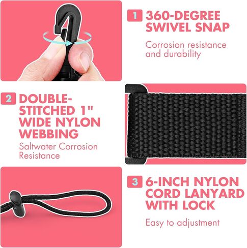 2Pack Scuba Diving Lanyard Clips مع حبل حزام حزام النايلون وقفل شريحة نوبات لحامل الغوص Octo ، كاميرا آمنة ومرفق ترس in Kuwait