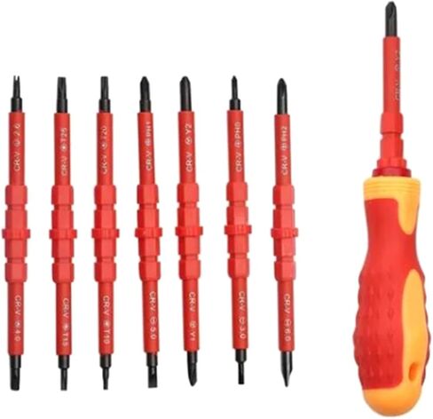 7PCS Insulated Screwdriver Set, Chrome Vanadium Alloy Steel ABS Interchangeable Blade Screwdriver for Electrician in Saudi Arabia