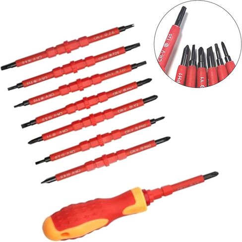 7PCS Insulated Screwdriver Set, Chrome Vanadium Alloy Steel ABS Interchangeable Blade Screwdriver for Electrician in Saudi Arabia