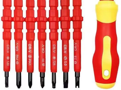 7PCS Insulated Screwdriver Set, Chrome Vanadium Alloy Steel ABS Interchangeable Blade Screwdriver for Electrician in Saudi Arabia