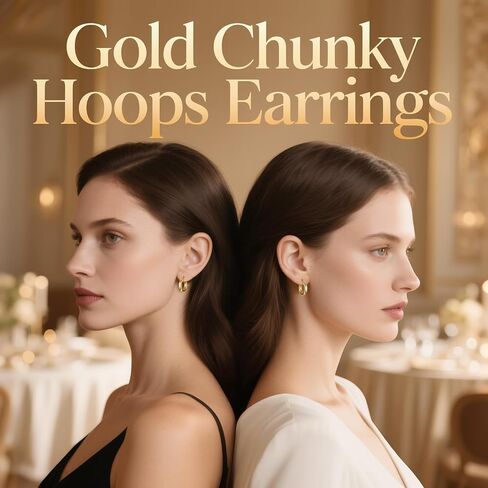 Hoop Earrings for Women, 18K Gold Plated Hoops Earrings, Hypoallergenic Lightweight Comfort Hollow Tube Hoops with Secure Push Lock, Chunky and Sleek Gold Hoops Large Earrings 40MM in Saudi Arabia