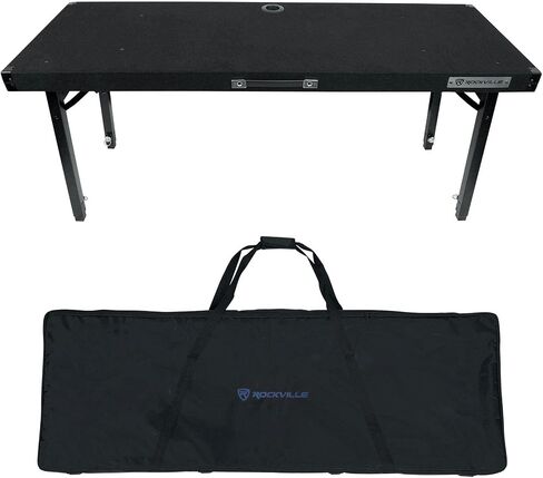 Rockville RTBL4 Adjustable Height DJ Table Folding Legs 20x60 Inch, Portable, Non-Slip Surface, Carry Bag Included, for Mobile DJs and Event Performers in Saudi Arabia