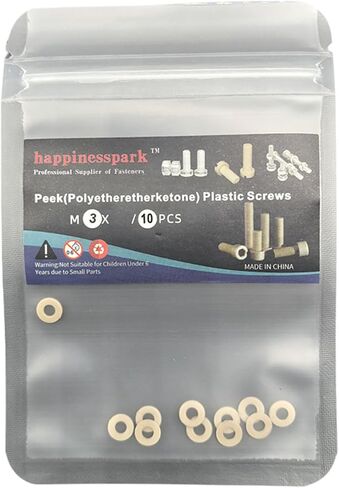 10pcs m2.5 نظرة خاطفة (polyetherethetketone) غسالة بلاستيكية مسطح غسالة مسطحة عالية الحرارة مقاومة in Kuwait