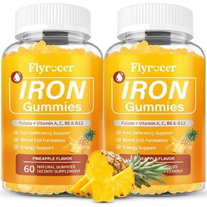 2 حزمة الحديد الحديد صمغ للرجال والنساء ، تنشيط ، قتالية التعب ، ودعم انتعاش فقر الدم. معبأة بالحديد ، الفولات ، فيتامين C ، بنكهة الفراولة النباتية ، 120 صمغ in Kuwait