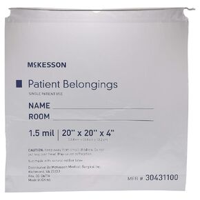 McKesson Patient Belongings Bag with Drawstring Closure, Clear, 4 in x 20 in x 20 in, 25 Count, 10 Packs, 250 Total in Saudi Arabia