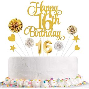 18th Birthday Cake Decorations, 18th Birthday Candles Cake Numeral Candles and Glitter Happy 18th Birthday Cake Toppers Set for Birthday Party Supplies (pink) in Kuwait