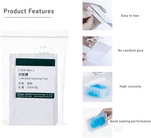 KIESEV PCR Sealing Film - 96 Well Plate Sealing Film - Transparent Self-Adhesive 130 x 80mm(Pack of 100 Sheet) (Transparent) in Kuwait