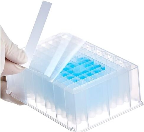KIESEV PCR Sealing Film - 96 Well Plate Sealing Film - Transparent Self-Adhesive 130 x 80mm(Pack of 100 Sheet) (Transparent) in Kuwait