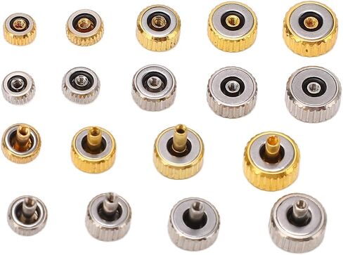 140PCS Watch Crown Spare Parts Stainless Steel Portable Watch Crown Repairing Replacement with Storage Box in Saudi Arabia