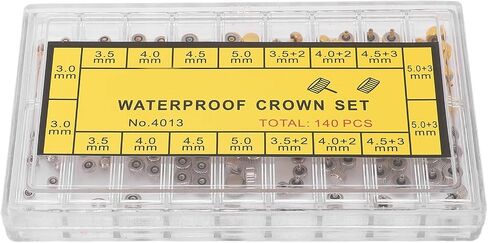 140PCS Watch Crown Spare Parts Stainless Steel Portable Watch Crown Repairing Replacement with Storage Box in Saudi Arabia
