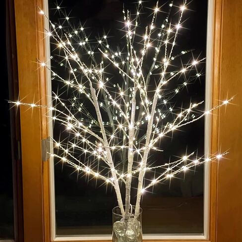 Lighted White Birch Branches With Timer 33IN 180 LED Twig for Vase Christmas Decor Artificial Tree Branch Holiday Parent in Saudi Arabia