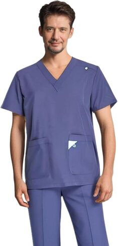الدعك الطبية Deeyota للرجال ، دعك للرجال مجموعة ، Man Scrub-Classic V-Neck Top & Jogger Pants (Blue Gray) (M) in Kuwait