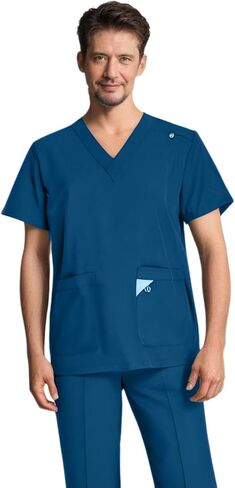 الدعك الطبية Deeyota للرجال ، دعك للرجال مجموعة ، Man Scrub-Classic V-Neck Top & Jogger Pants (Blue Gray) (M) in Kuwait