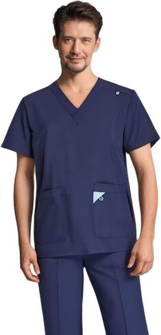 الدعك الطبية Deeyota للرجال ، دعك للرجال مجموعة ، Man Scrub-Classic V-Neck Top & Jogger Pants (Blue Gray) (M) in Kuwait