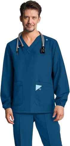 الدعك الطبية Deeyota للرجال ، دعك للرجال مجموعة ، Man Scrub-Classic V-Neck Top & Jogger Pants (Blue Gray) (M) in Kuwait