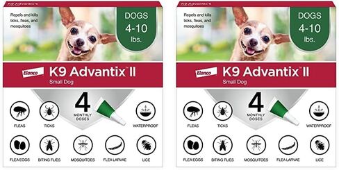 K9 Advantix II Small Dog Dog Det-Negted-Negted و Tick & Usfquito Treatment and Prevention | الكلاب 4-10 رطل. | 2-MO العرض in Kuwait