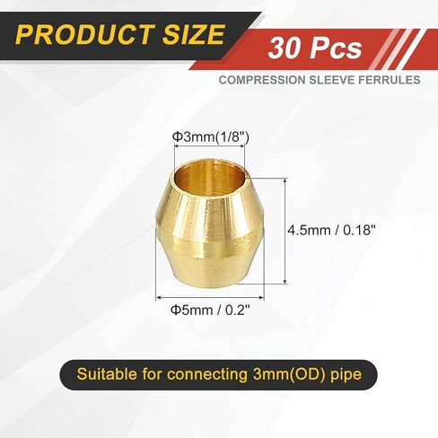 uxcell 30pcs تناسب 4 مم (3/16 ") أنبوب OD النحاس الأكمام in Saudi Arabia