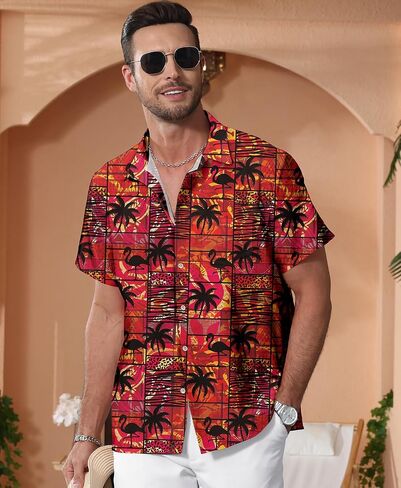 KYKU Hawaiian Shirt for Men: Lemons Button Short Sleeve Leaf Clothing Yellow L in Saudi Arabia
