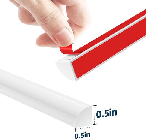 Flexible Quarter Round Molding Trim, Self Adhesive Wall Trim Mini Peel and Stick Rubber Trim Molding for Floor, Bathroom, Kitchen, Countertop, 236" L x 0.5" W x 0.5" H (White, 236Inch) in Saudi Arabia