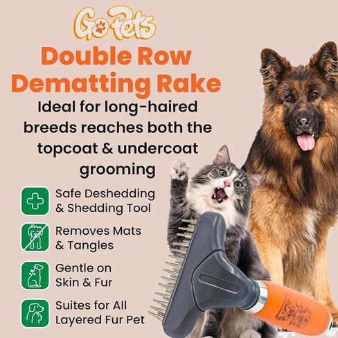 Gopets deseshedding & dematting مشط للكلاب ، وفرشاة القطط ، وفرشاة تحطيم للسرقة ، والتشابك ، والسكان ، وشفرات الفولاذ المقاوم للصدأ ، ومقبض مريح ، مثالي لجميع أنواع السلالات وأنواع المعطف in Kuwait