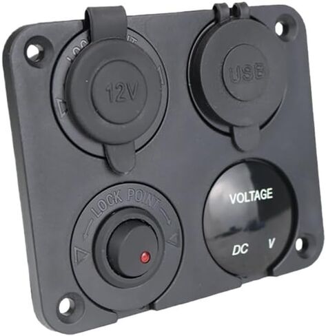 12 فولت 24V مقبس الطاقة مزدوج منافذ USB شاحن السيارة مع LED Voltmeter Switch 4 في 1 لوحة قارب السيارات العالمية (الأخضر) in Kuwait
