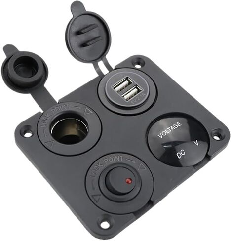 12 فولت 24V مقبس الطاقة مزدوج منافذ USB شاحن السيارة مع LED Voltmeter Switch 4 في 1 لوحة قارب السيارات العالمية (الأخضر) in Kuwait