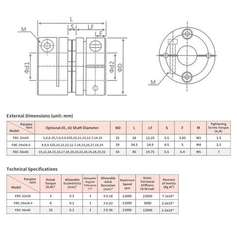 اقتران الحجاب الحاجز المرن من 10 مم إلى 18 ملم ، D39 L34.5 الألومنيوم 1 حاجز مقرن عمود محرك لآلة CNC الطابعة ثلاثية الأبعاد. in Kuwait