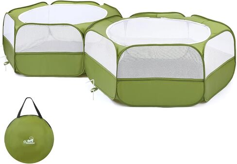 Pawaboo Small Animals Playpen ، خيمة قفص صغيرة مقاومة للماء مع غطاء سحاب ، سياج ساحة في الهواء الطلق المحمولة مع 3 قضيب معدني للفرخ/هريرة/جرو/غينيا خنزير/أرانب/الهامستر/شينشيلات ، أخضر in Kuwait