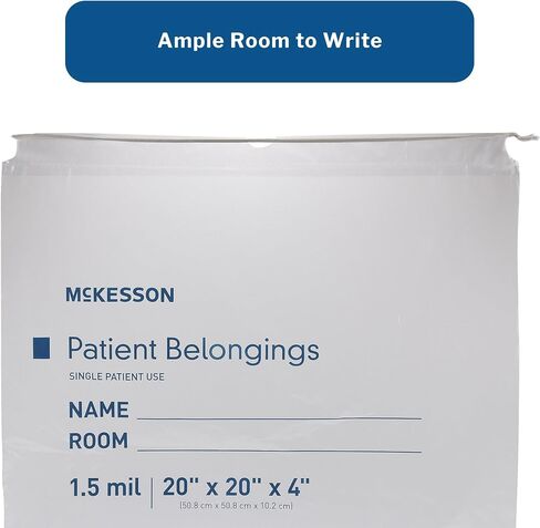 حقيبة ممتلكات McKesson المريض مع إغلاق الرباط ، واضحة ، 4 في × 20 في × 20 بوصة ، 25 عدد ، 10 حزم ، 250 إجمالي in Saudi Arabia