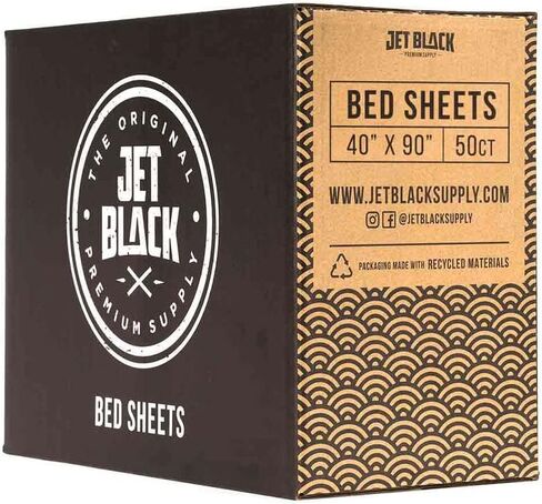 Jet Black Supply Supply Distable Dripe Sheets for Tattoo ، 50 Pack ، 40 "× 90" ، مادة غير منسوجة ، طبقة من فيلم PE ، مقاوم للماء ، مقاومة للتسرب والتنفس ، الأسود in Saudi Arabia