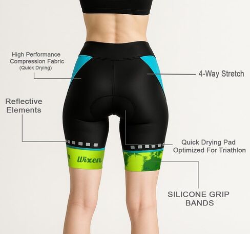 Wixen Women's 4D Padded Cycling Shorts with Pockets – High Waist, Moisture-Wicking Bike Underwear Shorts for Road Biking and Spinning – Fuchsia – S in Kuwait