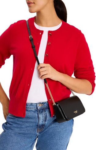 kate spade new york Devin Houndstooth Embossed Saffiano Leather Flap Chain Wallet, Pink Multi in Saudi Arabia
