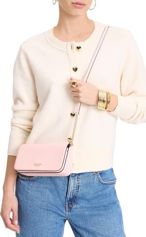 kate spade new york Devin Houndstooth Embossed Saffiano Leather Flap Chain Wallet, Pink Multi in Saudi Arabia