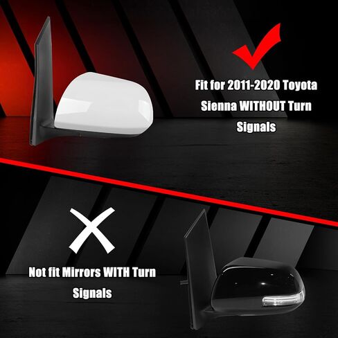 Chrome Side Mirror Covers Caps Compatible with 2011-2019 Toyota Sienna, Without Turn Signal Model in Saudi Arabia